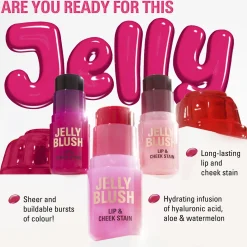 Revolution Jelly Blush Stick Lip and Cheek Stain Cherry Red