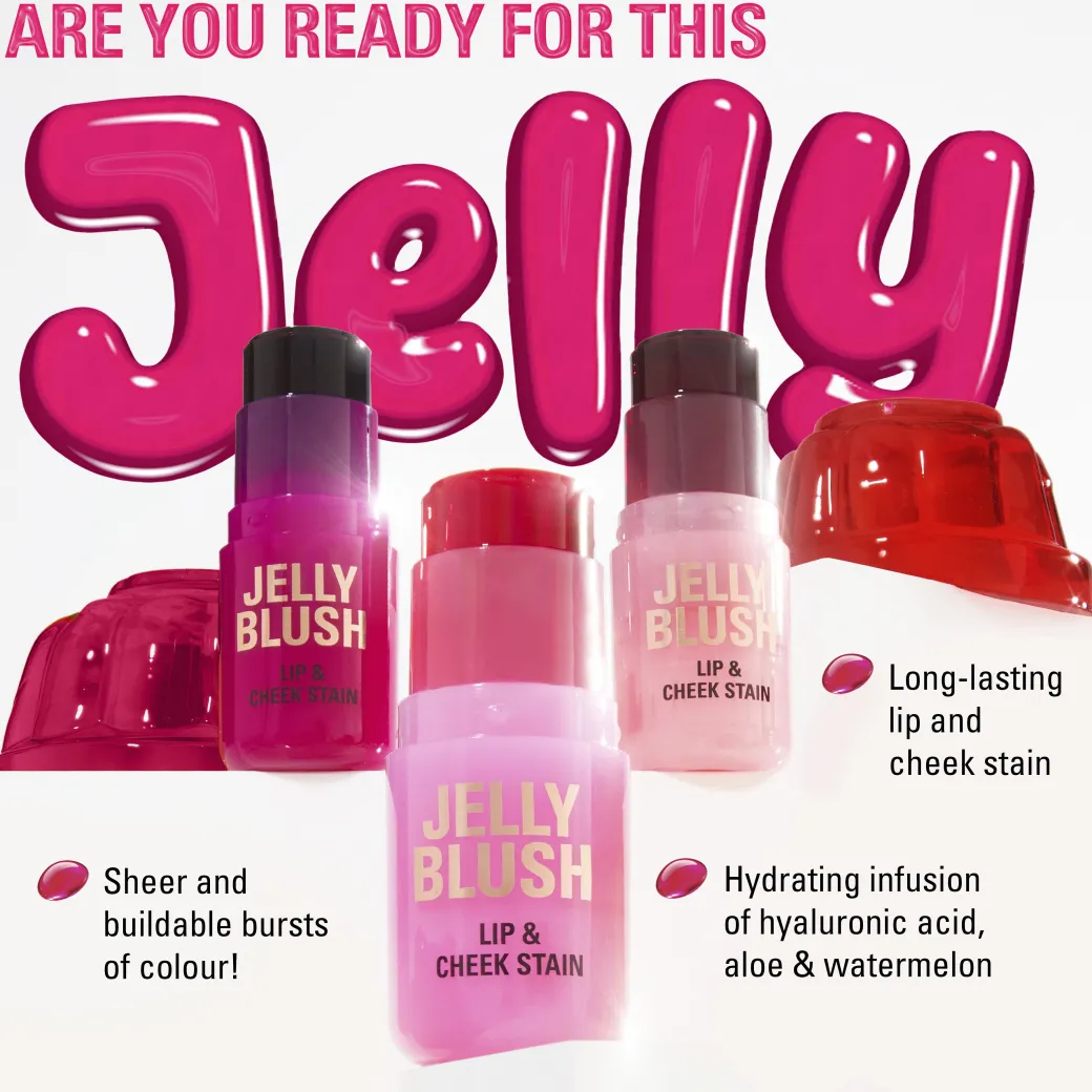 Revolution Jelly Blush Stick Lip and Cheek Stain Cherry Red
