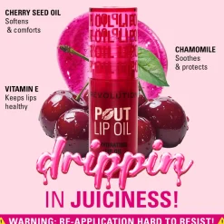 Revolution Pout Lip Oil Cherry Red