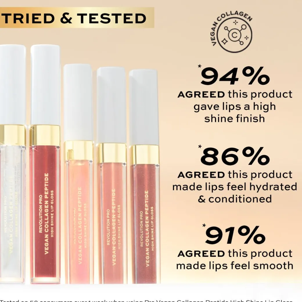 Revolution Pro Vegan Collagen Peptide High Shine Lip Gloss Cashmere