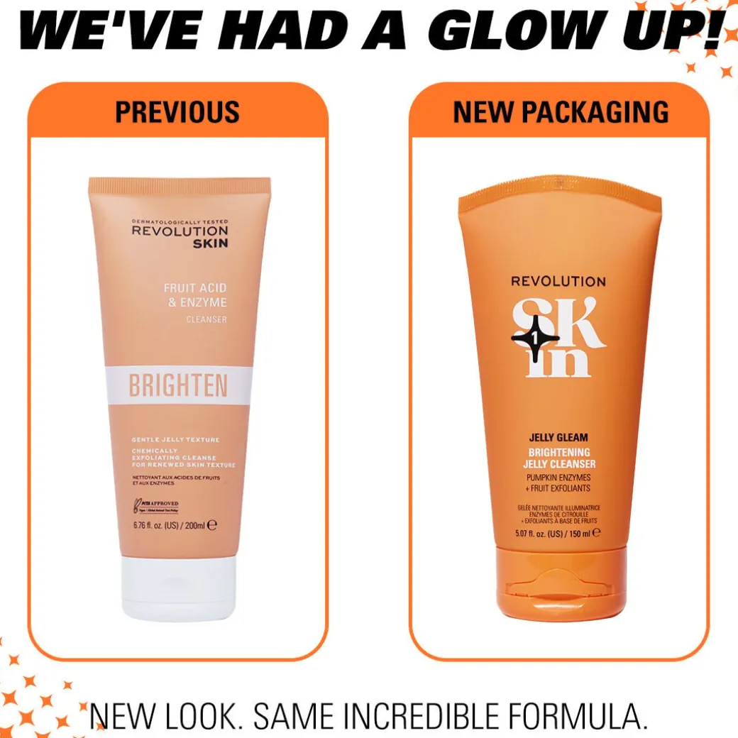 Revolution Skin Jelly Gleam Natural Fruit AHAs Brightening Jelly Cleanser 150ml